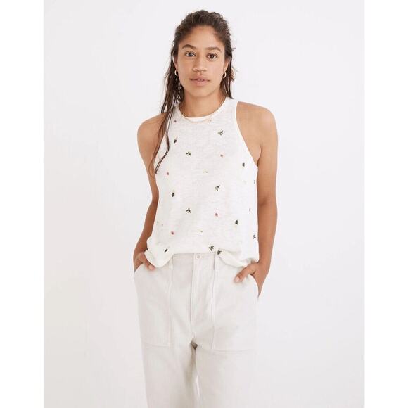 MADEWELL Fresca Sweater Tank Womens Sz S Fruit Embroidered Strawberry Pineapple - Picture 14 of 14